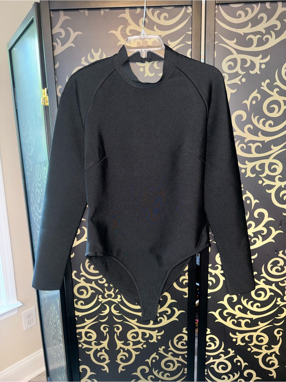 Fashion Nova Black Long Sleeve Crewneck Bodysuit